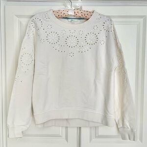 Boden White Snow Embroidered Sweatshirt